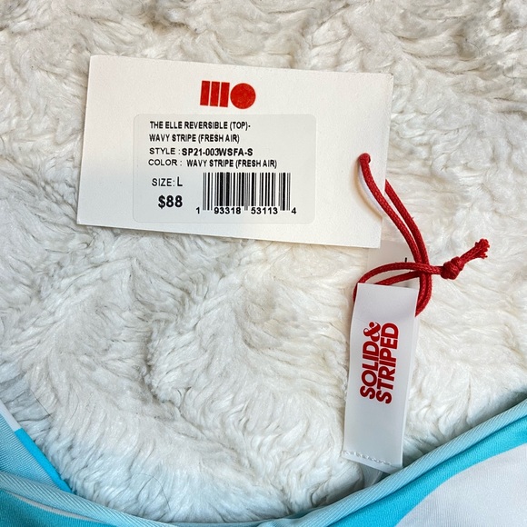 SOLID & STRIPED The Elle Reversible Bikini Top. Sz L - Picture 7 of 8